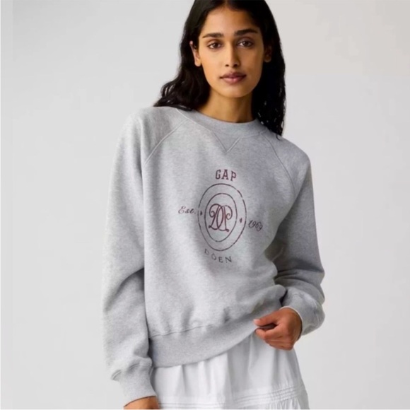 Doen X Gap sweatshirt grey pullover collaboration fall preppy equestrian casual - Picture 1 of 9